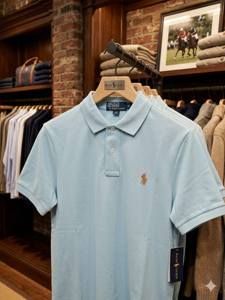 Premium Men’s Blue Polo T-Shirt With Embroidered Chest Logo