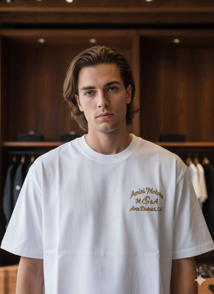 Fashionable Motors White Drop Shoulder Tee