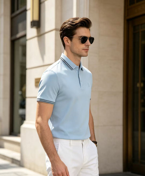 Premium Sky Blue Polo Neck T-Shirt for Men