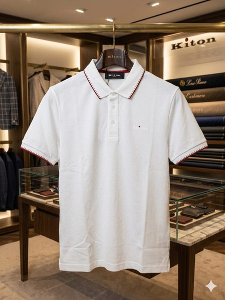 Luxury White Polo T-Shirt for Men  Premium Casual Regular Fit Collar Tee