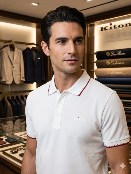 Luxury White Polo T-Shirt for Men  Premium Casual Regular Fit Collar Tee