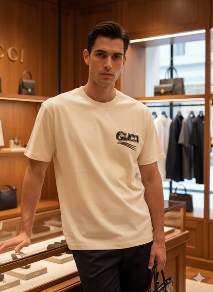 Luxury Cream White Premium Graphic T-Shirt for Men