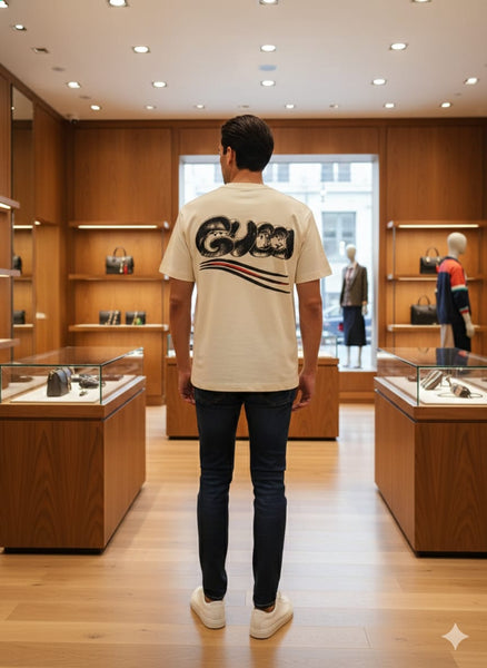 Luxury Cream White Premium Graphic T-Shirt for Men
