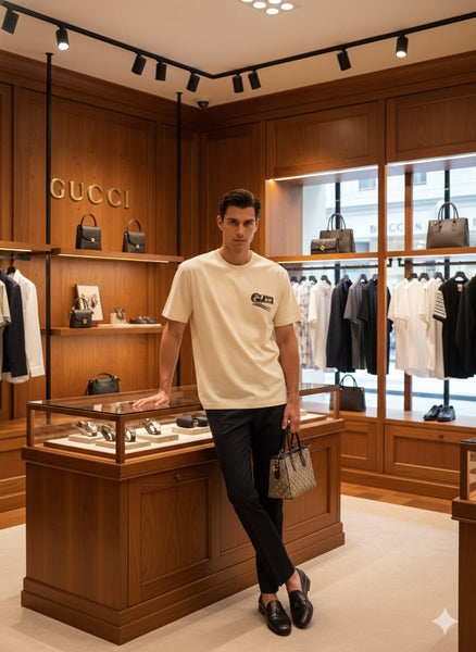 Luxury Cream White Premium Graphic T-Shirt for Men