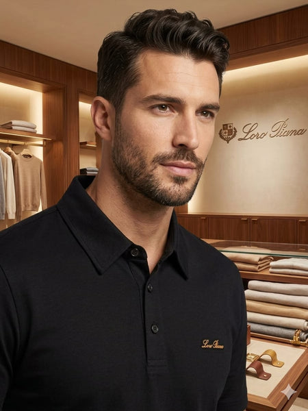 Luxury Elegant Black Polo T-Shirt for Men Premium Regular Fit