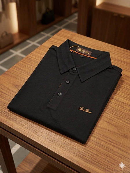 Luxury Elegant Black Polo T-Shirt for Men Premium Regular Fit