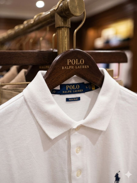 Luxury Elegant Long Sleeve Polo  Signature Collar White Edition
