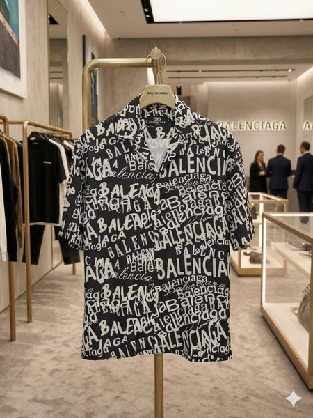 Premium Black & White All-Over Print Casual Shirt for Men