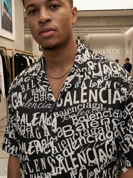Premium Black & White All-Over Print Casual Shirt for Men