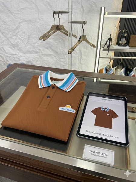Premium Brown Polo T-Shirt with Contrast Striped Collar for Men