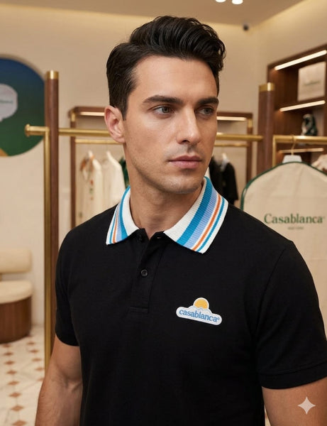 Premium Black Polo T-Shirt with Contrast Collar for Men