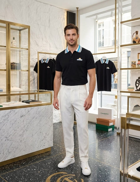 Premium Black Polo T-Shirt with Contrast Collar for Men
