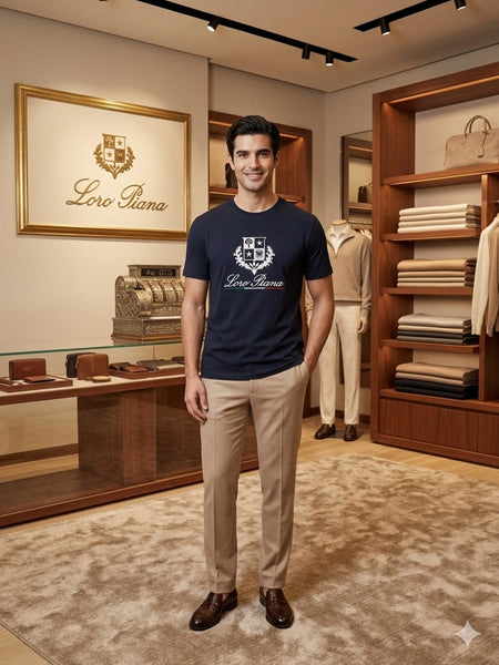 Luxury Navy Blue Graphic  T-Shirt for Men