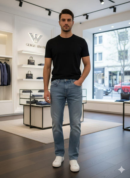 Luxury  Comfort Fit Jeans Premium Blue Wash Denim