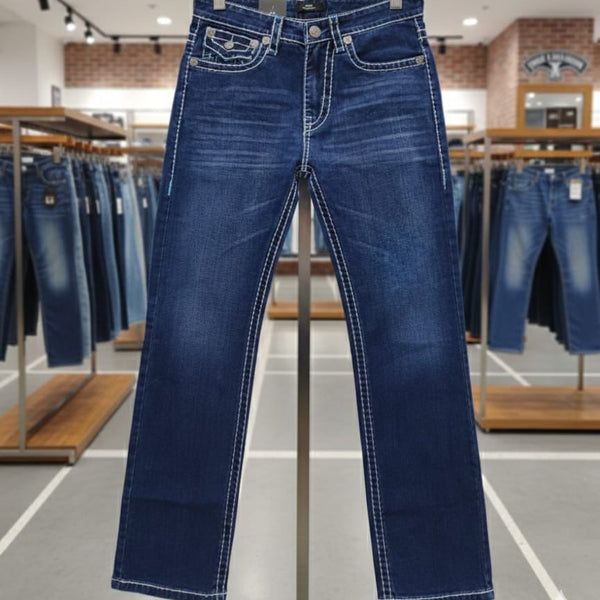 Luxury Straight Jeans Dark Blue Premium Denim