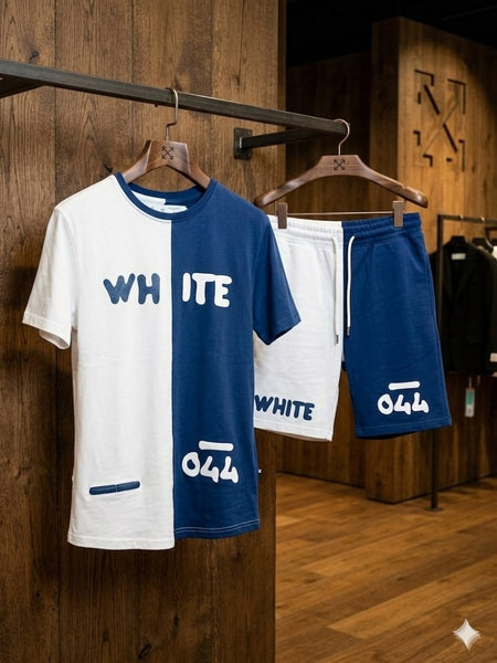 Premium Men’s Half Sleeve Color Block Co-Ord Set Stylish Printed T-Shirt & Shorts Set