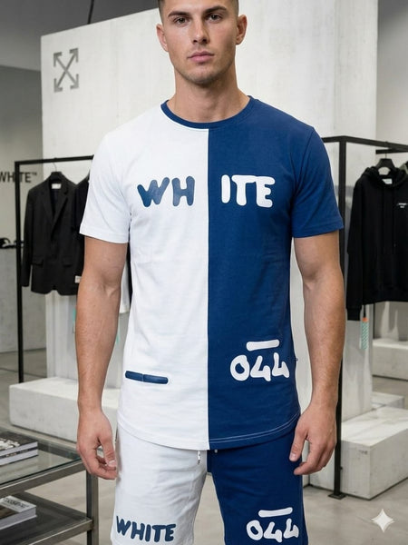 Premium Men’s Half Sleeve Color Block Co-Ord Set Stylish Printed T-Shirt & Shorts Set
