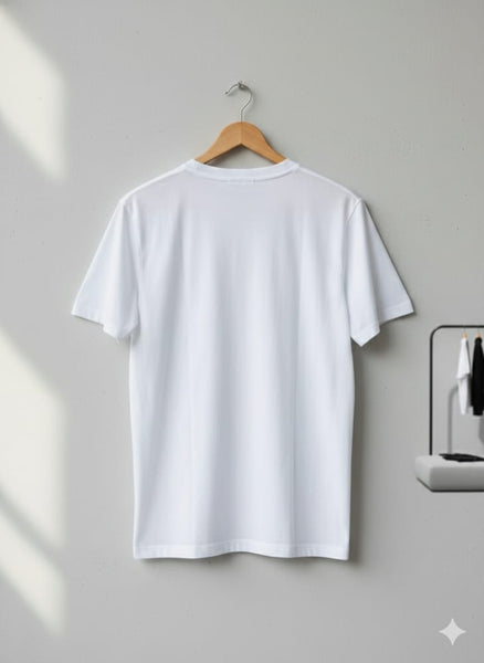 Premium  Men’s White Printed T-Shirt Stylish Casual Round Neck Tee
