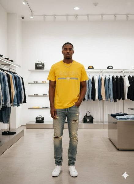 Premium Men’s Yellow Graphic T-Shirt Stylish Casual Round Neck Tee