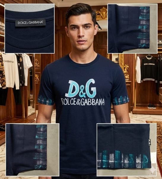 Premium Navy Blue Graphic Casual T-Shirt for Men