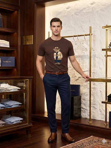 Premium Men’s Brown Bear Graphic T-Shirt Stylish Casual Round Neck Tee