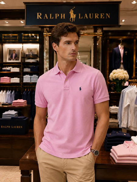 Premium Pink Polo T-Shirt for Men Classic Casual Fit