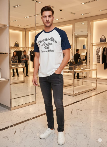 Premium Branded  White Raglan T-Shirt for Men