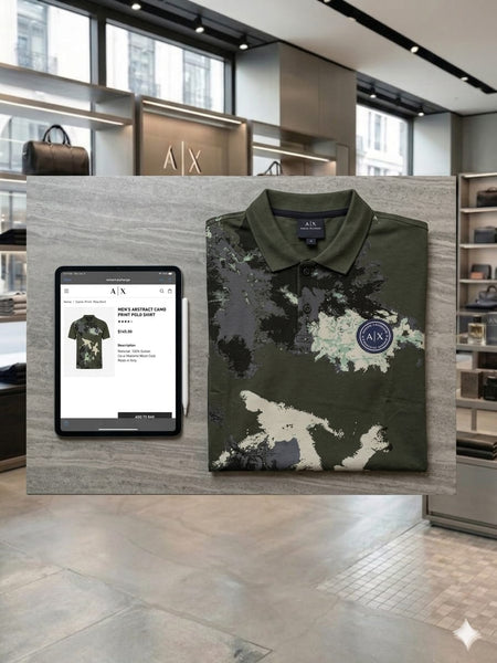 Premium Olive Green Printed Polo T-Shirt for Men