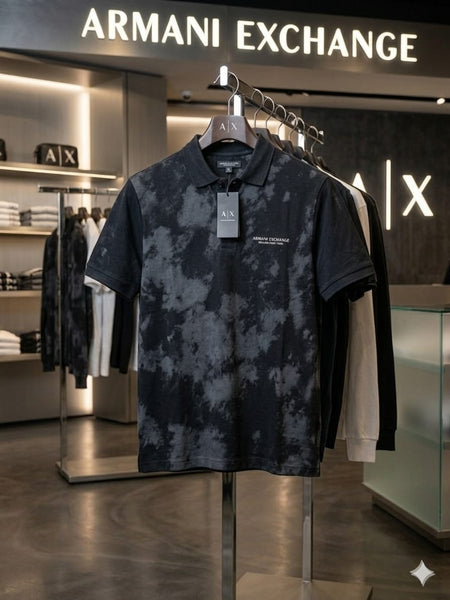 Premium Black Tie-Dye Polo T-Shirt for Men Stylish Casual Wear