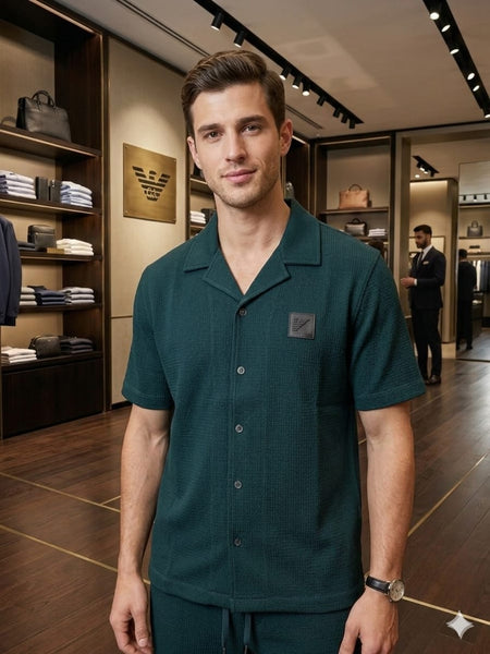 Premium Dark Emerald Co-Ord Lounge Set For Men