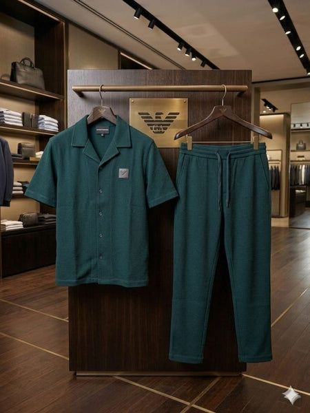 Premium Dark Emerald Co-Ord Lounge Set For Men