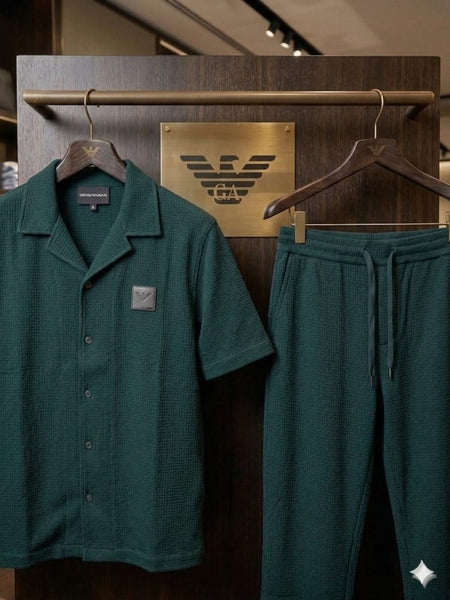 Premium Dark Emerald Co-Ord Lounge Set For Men