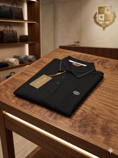 Classic Black Luxury Polo T-Shirt for Men