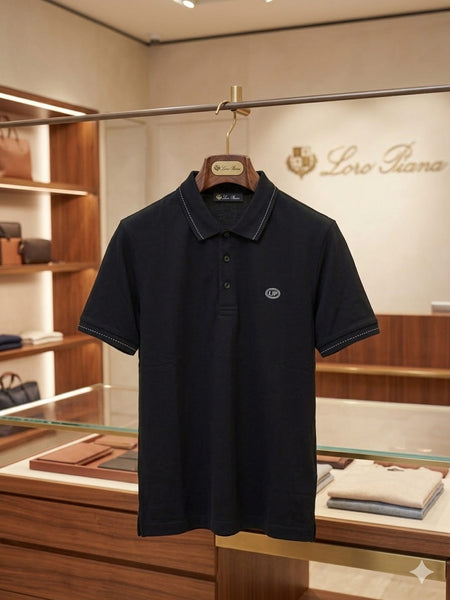 Classic Black Luxury Polo T-Shirt for Men