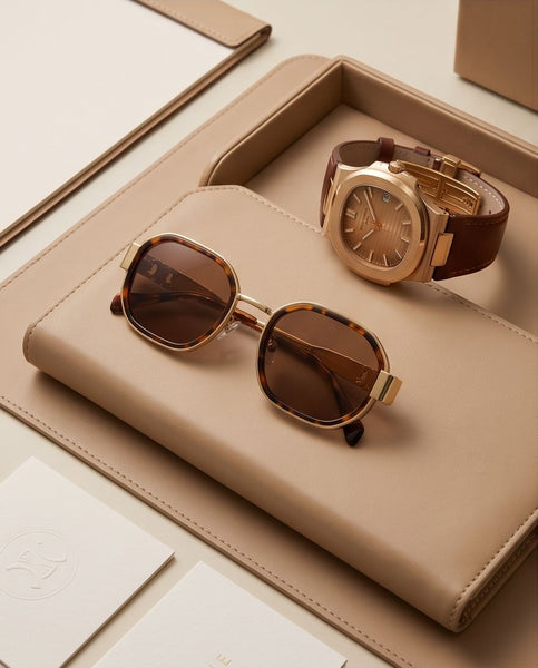 Premium Luxury Sunglasses Elegant Gold & Tortoise Design