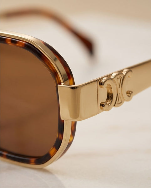 Premium Luxury Sunglasses Elegant Gold & Tortoise Design