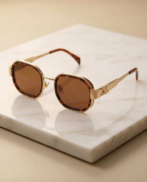 Premium Luxury Sunglasses Elegant Gold & Tortoise Design
