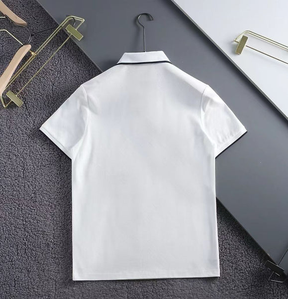 Premium Men’s White Polo T-Shirt Classic Contrast Collar Casual Tee