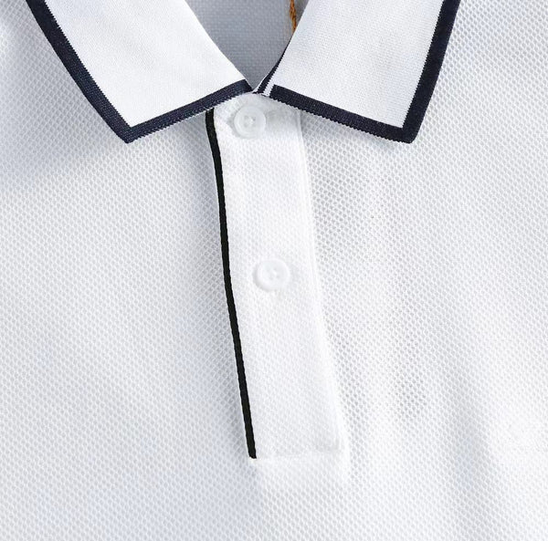 Premium Men’s White Polo T-Shirt Classic Contrast Collar Casual Tee