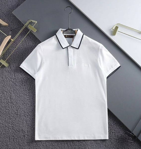 Premium Men’s White Polo T-Shirt Classic Contrast Collar Casual Tee