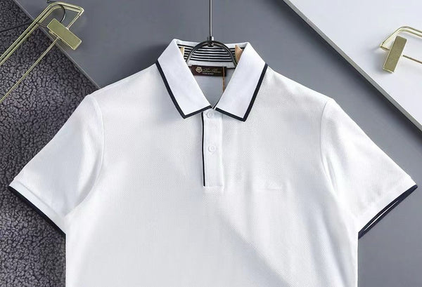 Premium Men’s White Polo T-Shirt Classic Contrast Collar Casual Tee