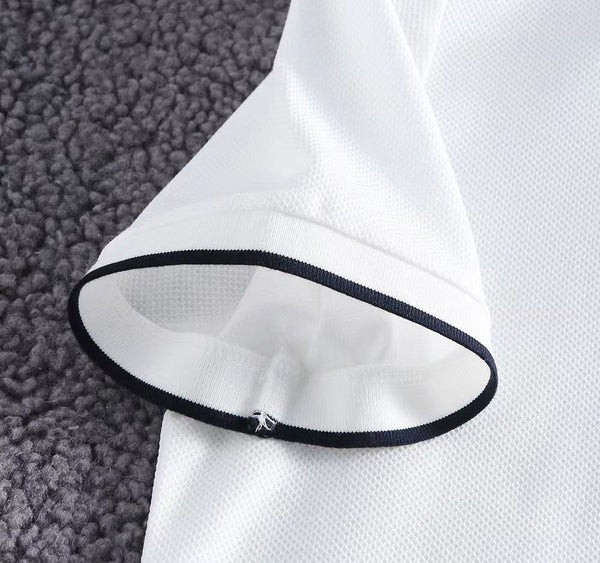 Premium Men’s White Polo T-Shirt Classic Contrast Collar Casual Tee