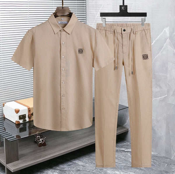 Premium Beige Casual Shirt & Trouser Co-Ord Set for Men