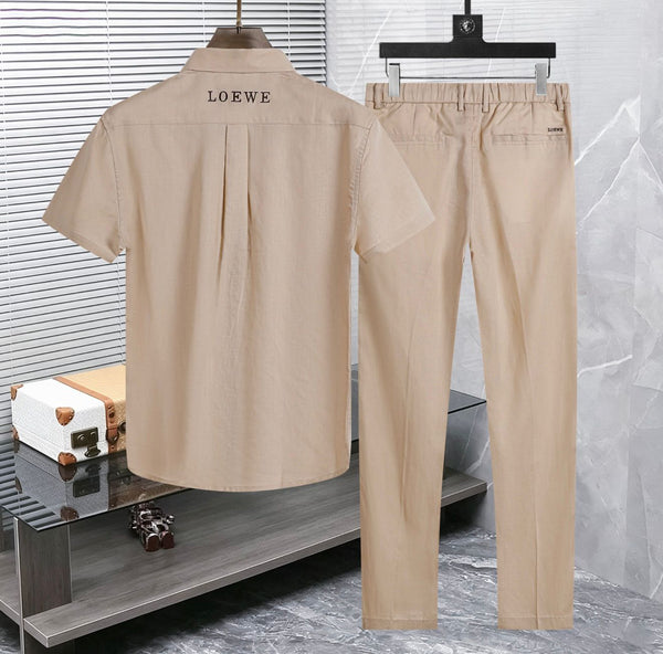 Premium Beige Casual Shirt & Trouser Co-Ord Set for Men
