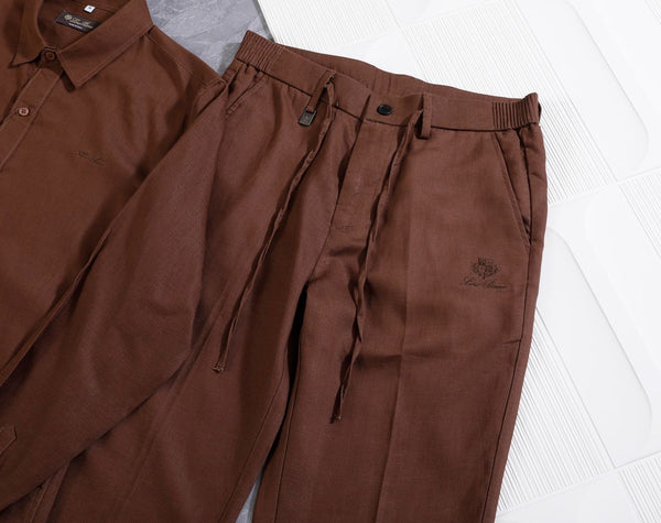 Elegant Brown Co-Ord Shirt & Pant Set for Men