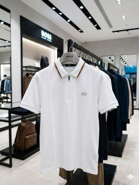 Premium Branded Regular Fit  Zip Collar Polo T-Shirt For Men