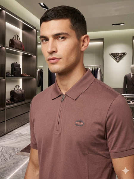 Premium  Zip-Up Polo T-Shirt Stylish Designer Casual Wear for Men
