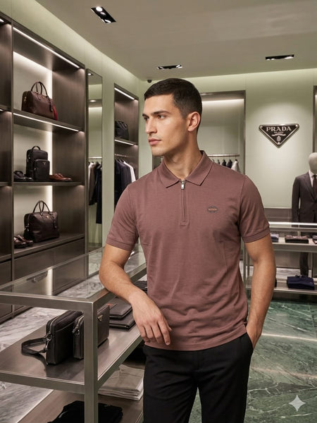Premium  Zip-Up Polo T-Shirt Stylish Designer Casual Wear for Men