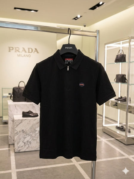Premium Men’s Black Zip Polo T-Shirt Smart Casual Comfort Wear
