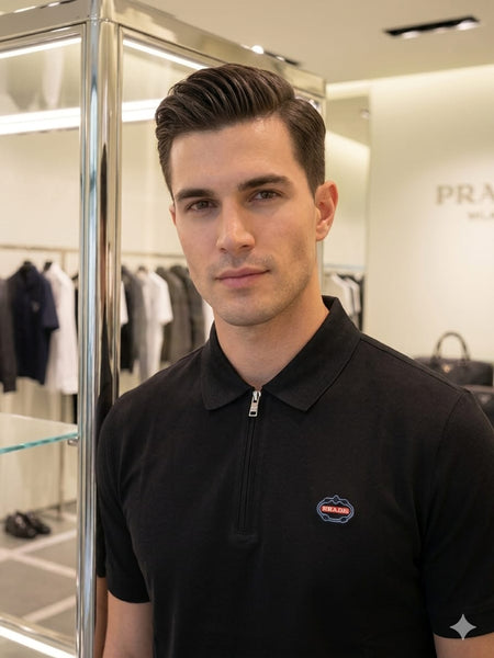 Premium Men’s Black Zip Polo T-Shirt Smart Casual Comfort Wear
